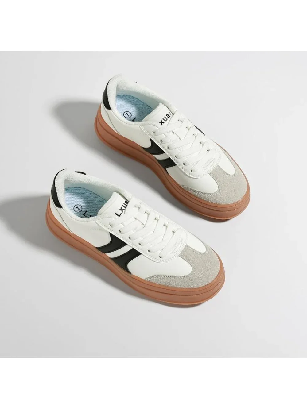 🆕Women's White Gum Sole Fashion Sneakers Thick Platform Sole Rubber Shoes